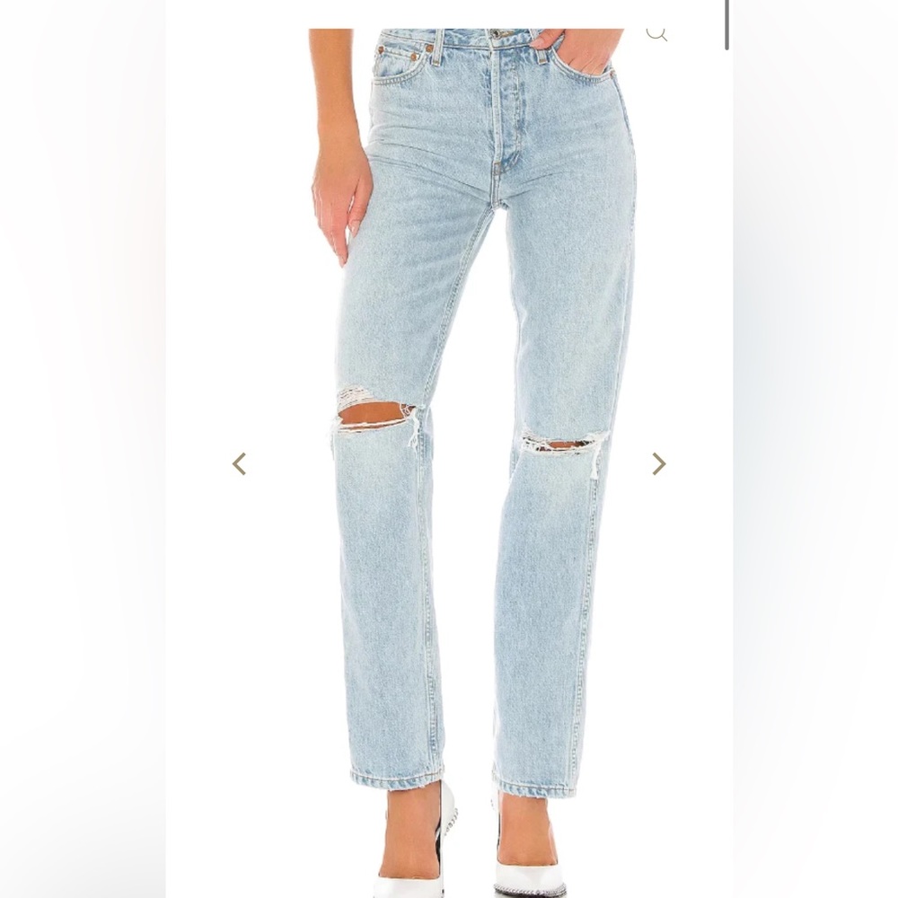 Re/done Jeans 90s High Rise Loose in Bleach Destroy Sz 29 and 28